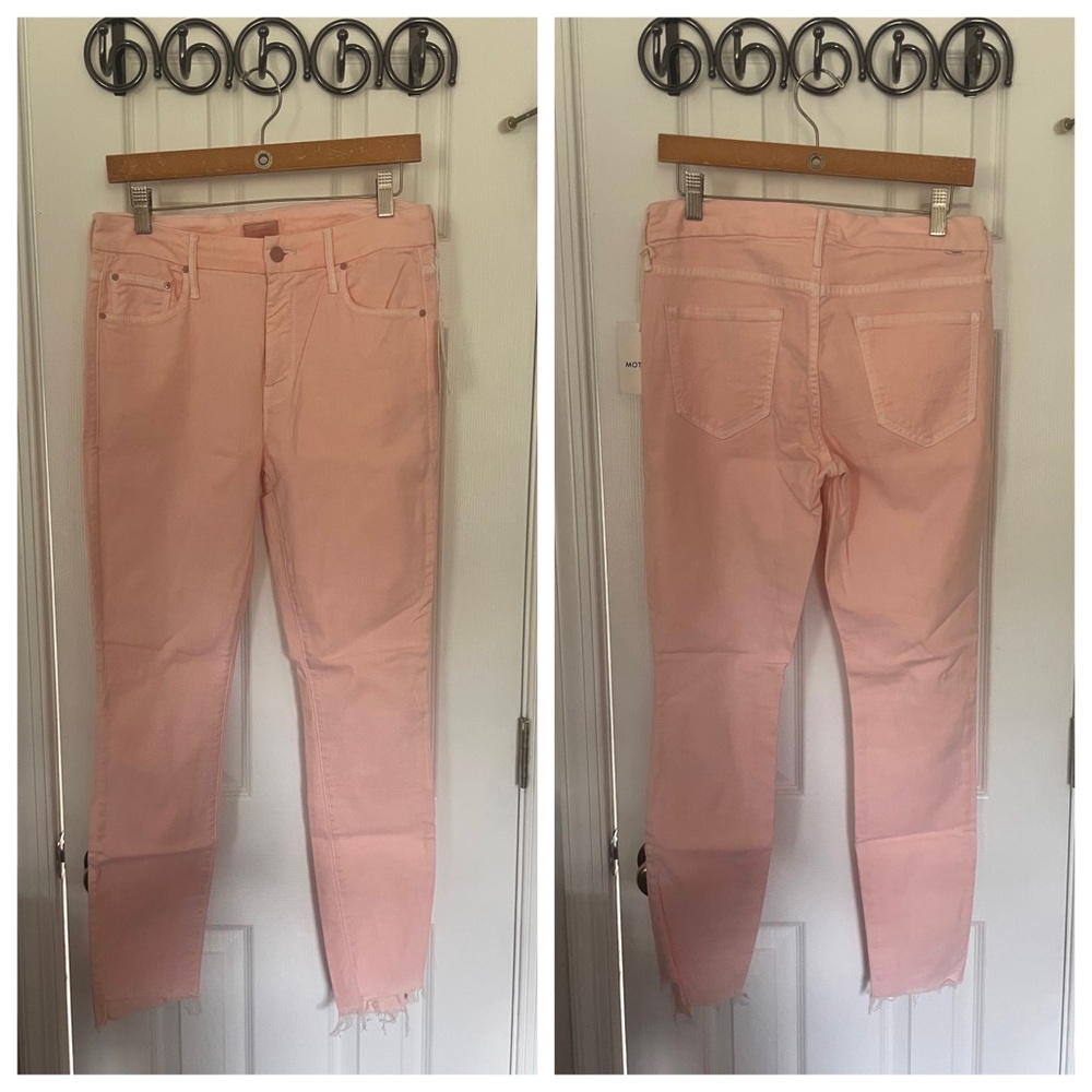Mother Pink Lemonade Looker Ankle Step Fray Jeans - Picture 7 of 12